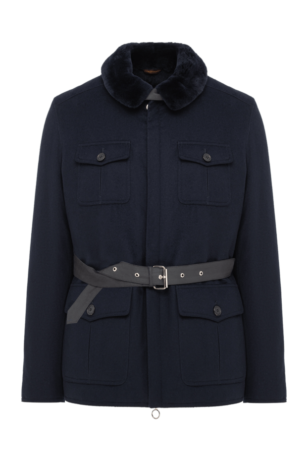 Seraphin men's cashmere fur-lined jacket with a leather belt 195062 - photo 1