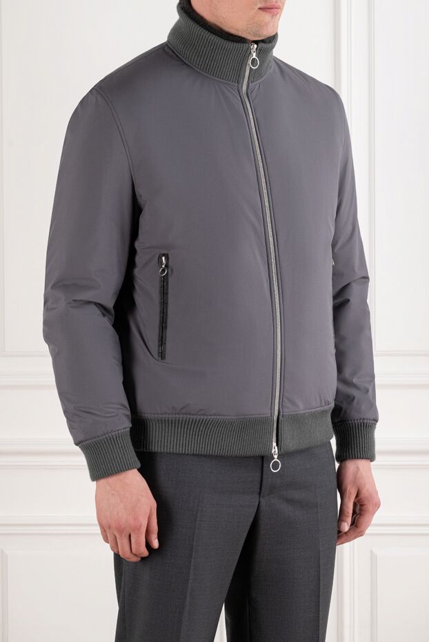 Seraphin men's gray fur-lined bomber jacket with a knitted collar 195063 - photo 3