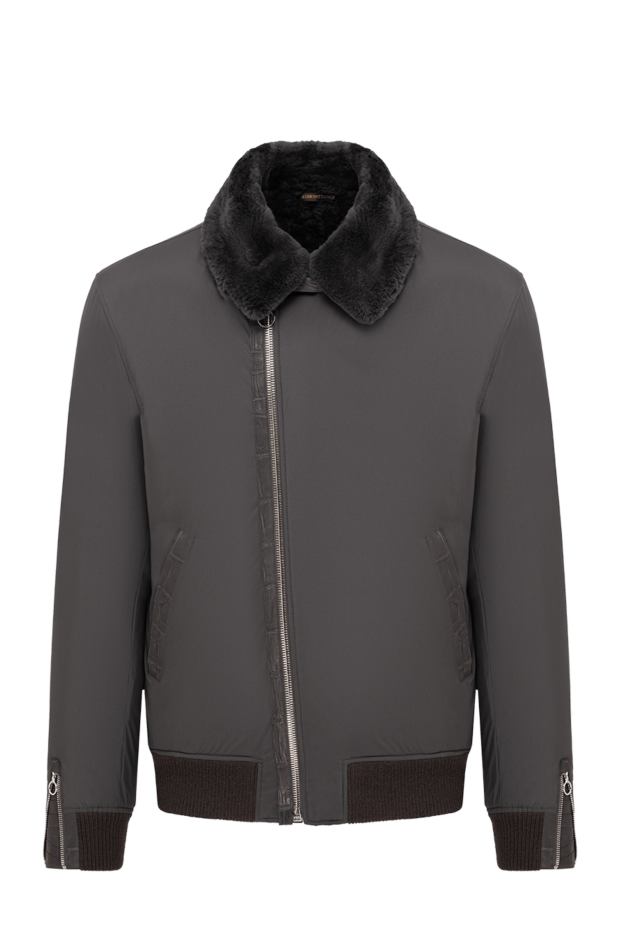 Seraphin men's fur bomber jacket with a slanted zipper and cuffs 195064 - photo 1