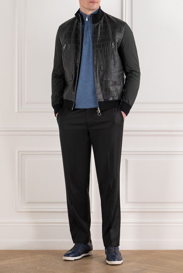 Seraphin men's black bomber jacket made of crocodile leather and textile 195066 - photo 2