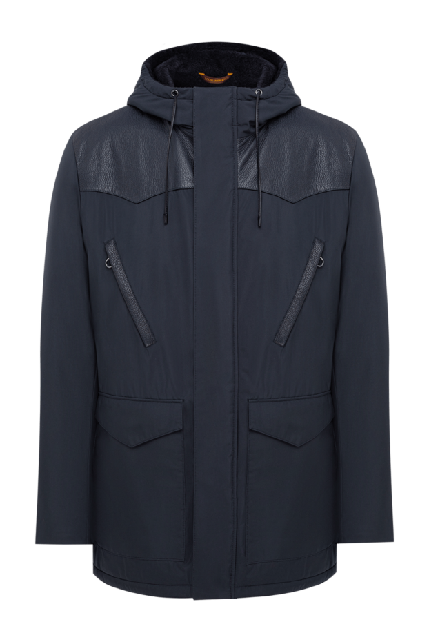 Men's fur-lined parka jacket with a yoke and hood - photo 1