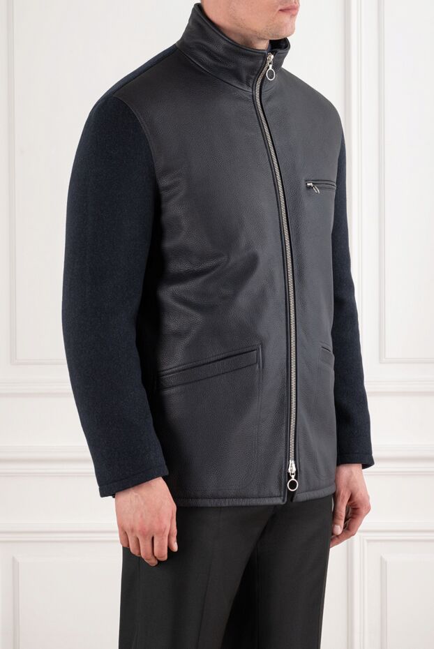 Seraphin combined leather jacket with knitted sleeves and a zipper 195078 - photo 3