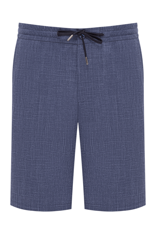 Cesare di Napoli men's textured summer bermuda shorts in blue denim 195084 - photo 1