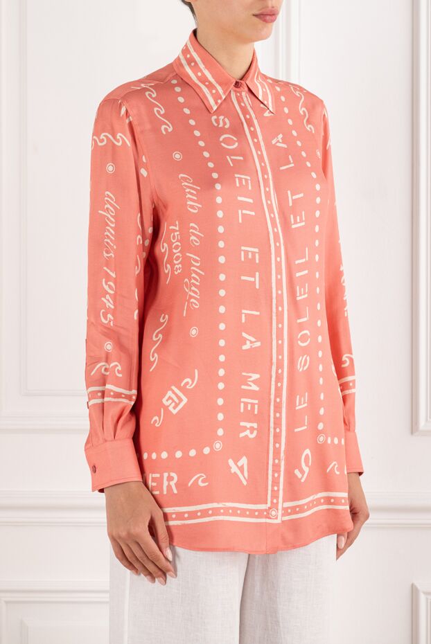 Balmain women's peach-colored blouse with print 195120 - photo 3