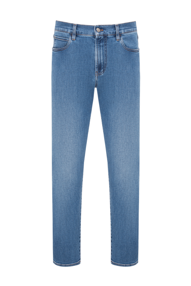 Loro Piana men's straight-leg quarona blue jeans with a simple leather patch 195143 - photo 1