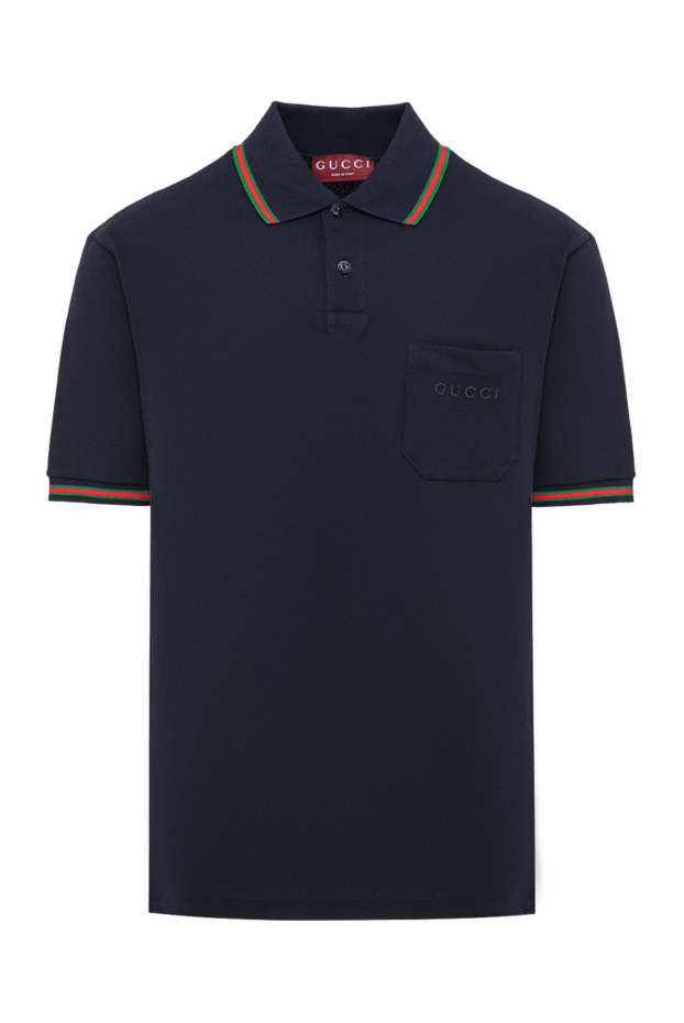 Gucci navy blue cotton polo with web's signature red and green trim 195153 - photo 1