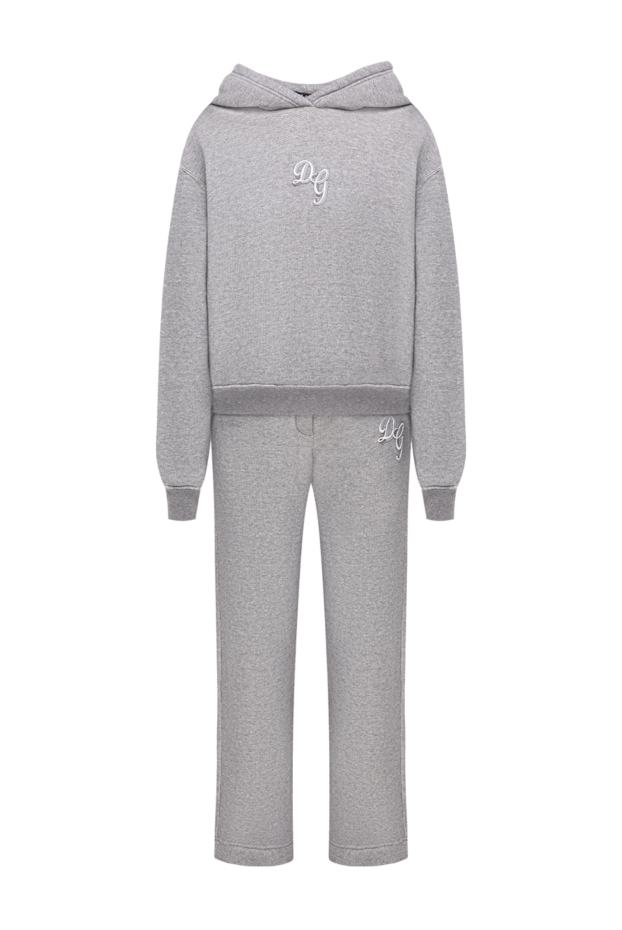 Dolce & Gabbana спортивный костюм с капюшоном из мягкого флиса серого цвета 195158 - фото 1