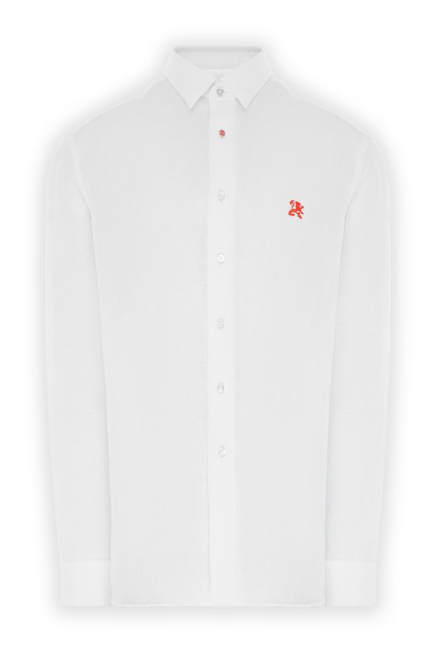 Men's white linen shirt, loose straight fit - photo 1