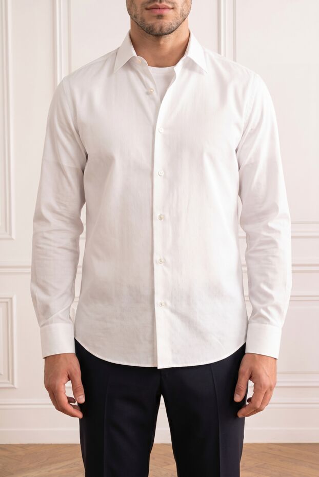 Men's white linen fitted shirt - photo 1