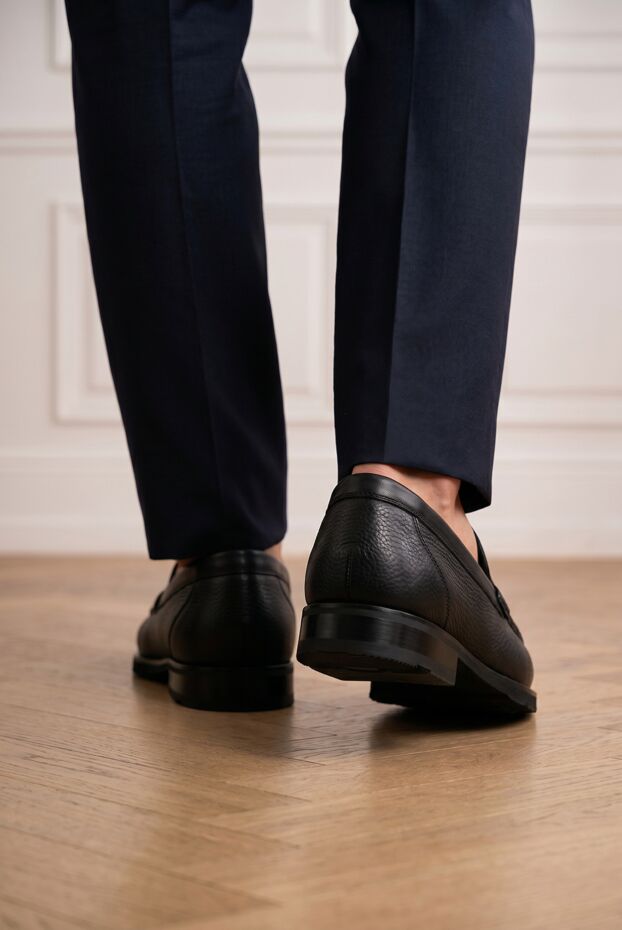 Zilli men's black grained leather loafers 195207 - photo 2