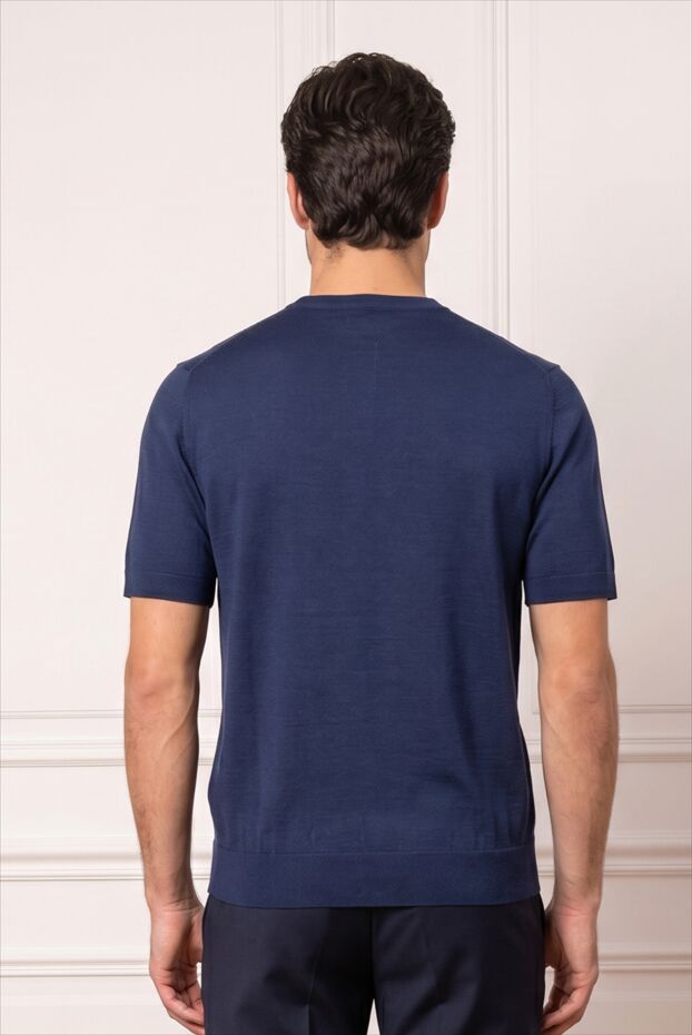 Blue knitted jumper with an embossed logo on the chest - photo 2
