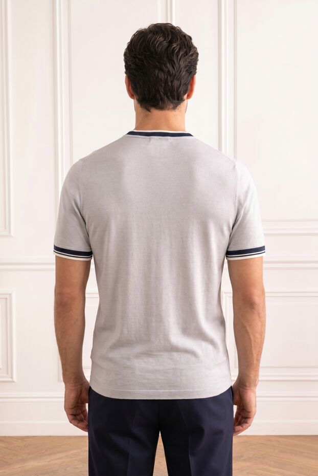 Zilli men's light gray cotton t-shirt with contrast stripe on the piping 195237 - photo 2