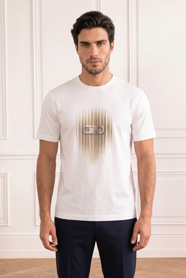 Zilli men's white cotton t-shirt with gold gradient print 195238 - photo 1