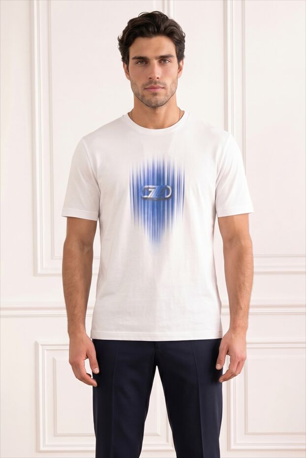 Zilli men's white cotton t-shirt with blue gradient print 195239 - photo 1