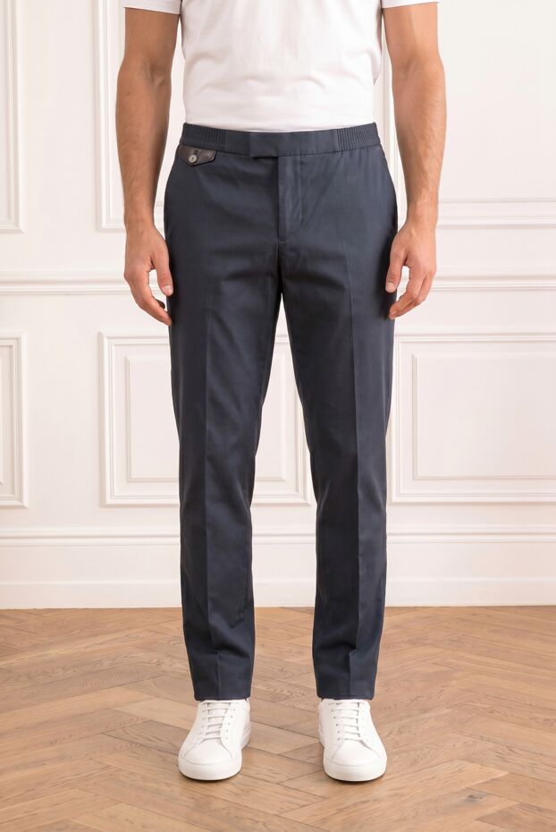 Men's blue cotton tapered fit chinos - photo 1