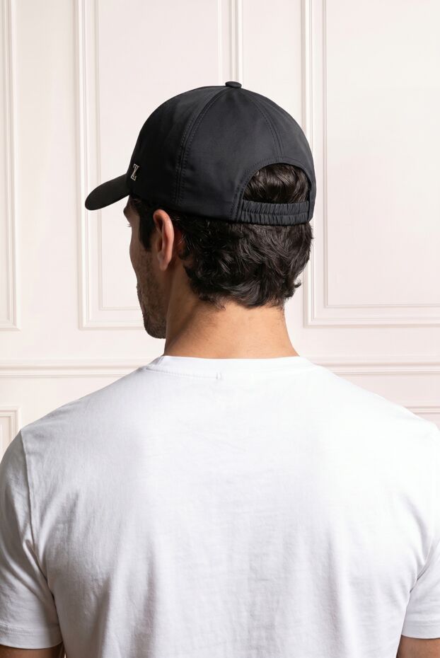 Black silk baseball cap with silver metallic monogram logo - photo 2
