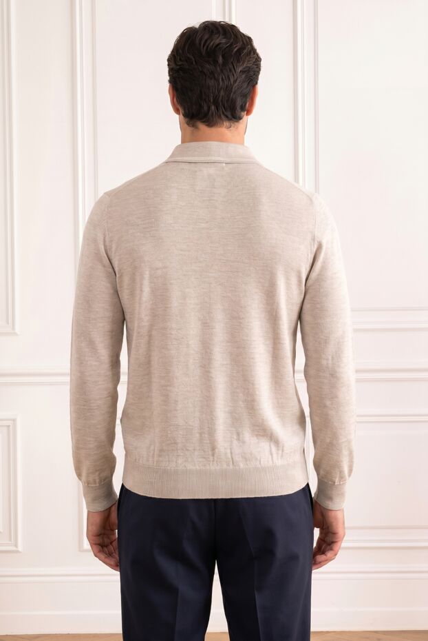 Zilli light beige knitted polo shirt with a zipper and vertical relief stripes 195350 - photo 2