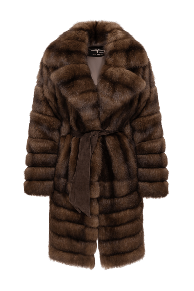 FG Furs sable robe coat with a wide collar and suede belt 195373 - photo 1