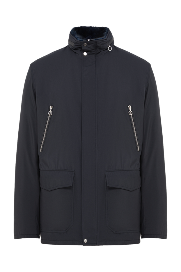 Seraphin blue men's fur-lined parka jacket with a stand-up collar 195387 - photo 1