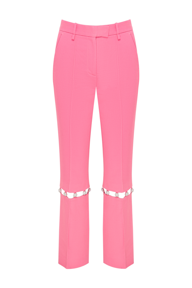 Pink trousers with open knee slits and crystal chains - photo 1