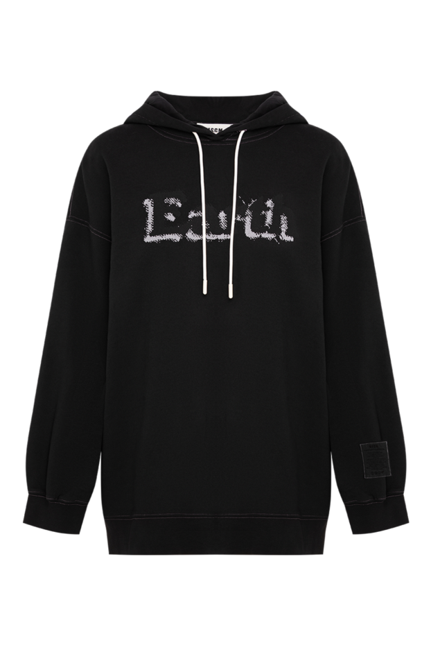 MSGM women's black cotton oversized hoodie with print 195442 - photo 1