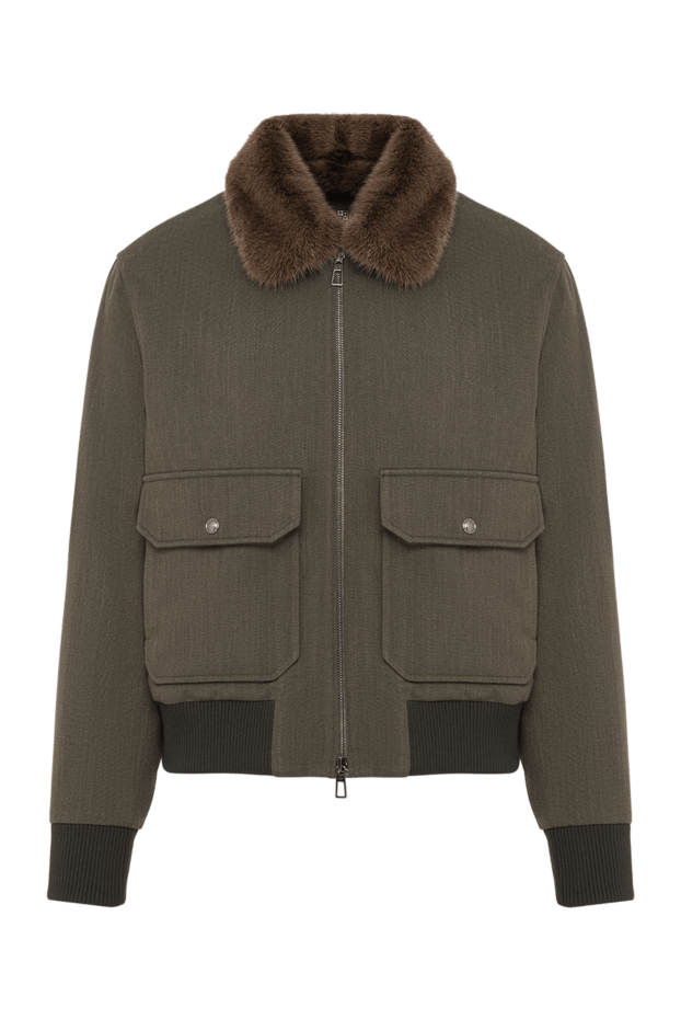 Loro Piana junin men's olive wool bomber jacket with fur collar 195453 - photo 1
