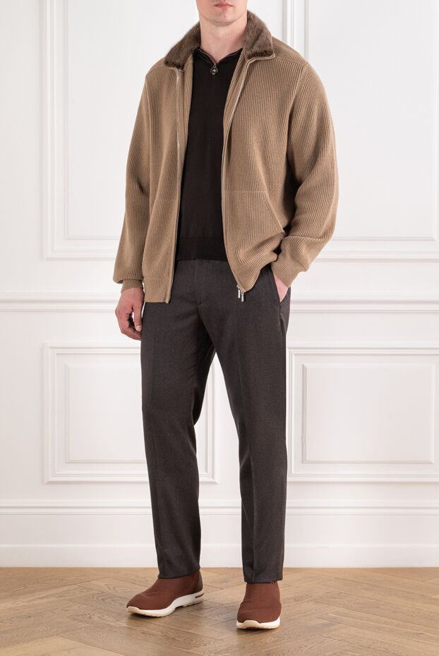 Loro Piana men's beige knitted cardigan with a zipper 195557 - photo 2