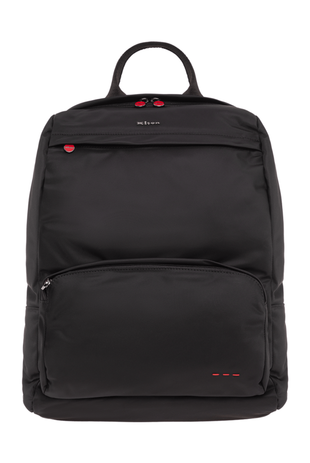 Kiton black textile backpack with a top textile handle and scarlet pullers 195842 - photo 1