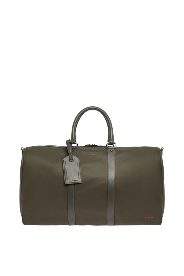 Kiton green textile travel bag with leather trim and red stitching 195846 - photo 1
