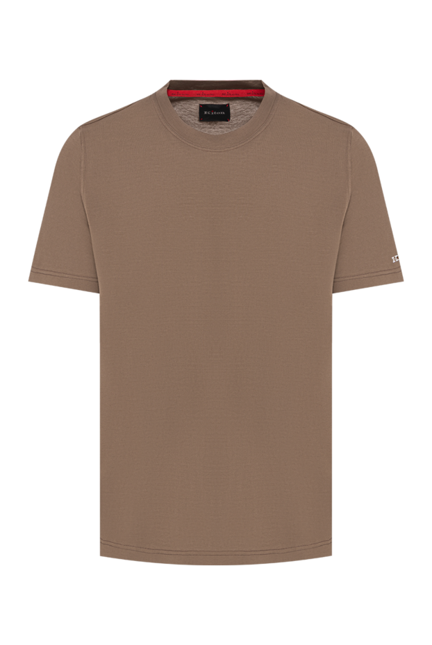 Kiton ерлерге арналған тік кесілген зәйтүн-қоңыр түсті футболка 195850 - фото 1