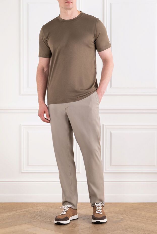 Kiton ерлерге арналған тік кесілген зәйтүн-қоңыр түсті футболка 195850 - фото 2