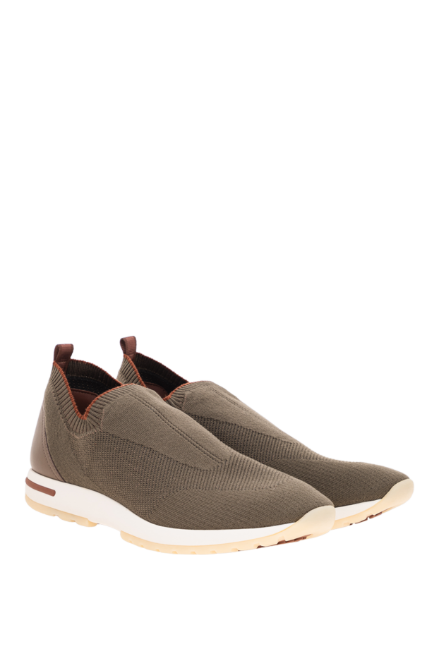 Loro Piana khaki-colored textile slip-on sneakers with a leather heel 195893 - photo 3