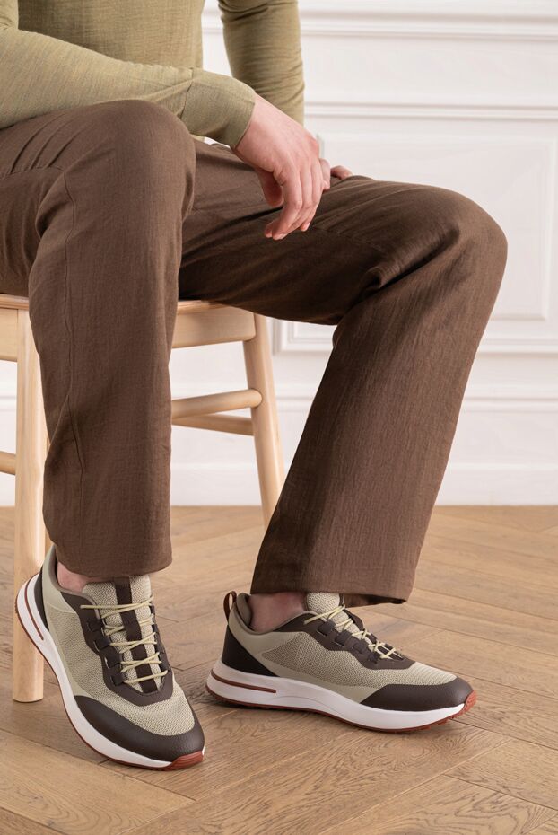 Loro Piana комбинированные кроссовки week-end walk из трехмерного трикотажа и гладкой кожи наппа 195903 - фото 2