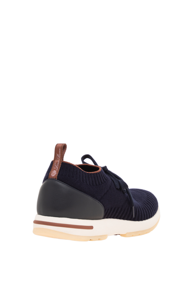 Loro Piana dark blue wool sneakers with a leather heel and laces 195907 - photo 3