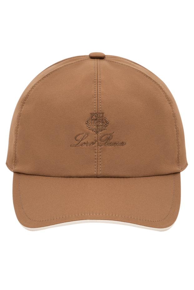 Loro Piana су өткізбейтін микроталшықтан жасалған және контрастты түтіктері бар ерлерге арналған қоңыр бейсболка 195911 - фото 1