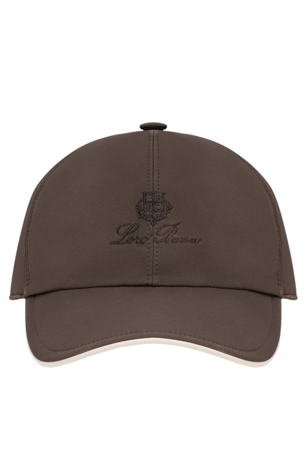 Loro Piana ерлерге арналған, жеңіл жиегі бар, қою қоңыр түсті желден қорғайтын микроталшық бейсболка 195914 - фото 1
