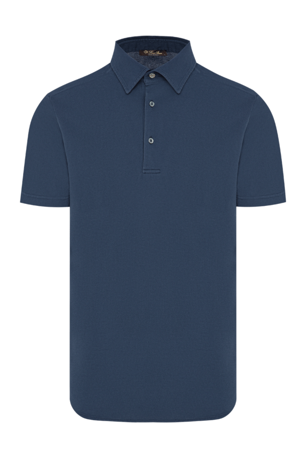 Loro Piana мужская трикотажная футболка-поло синего цвета с короткими рукавами 195918 - фото 1