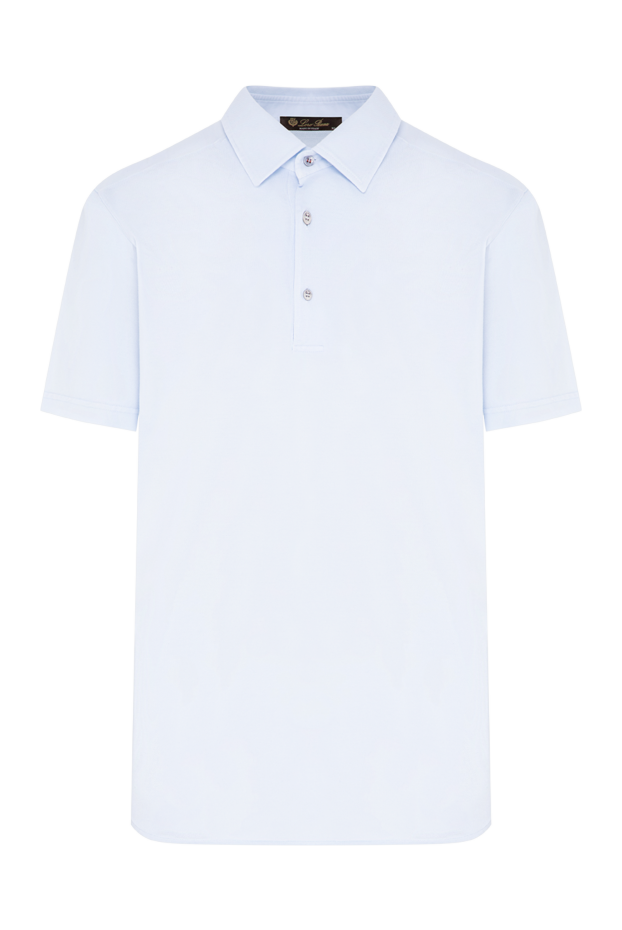 Loro Piana мужская трикотажная футболка-поло небесно-голубого цвета из хлопка пике 195923 - фото 1