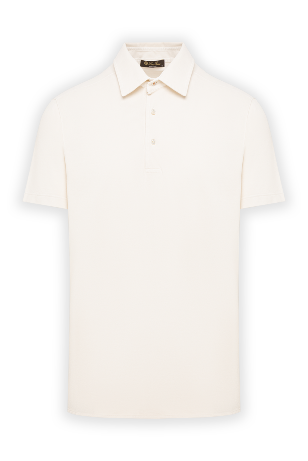 Loro Piana мужская трикотажная футболка-поло молочно-белого цвета с потайной планкой 195924 - фото 1