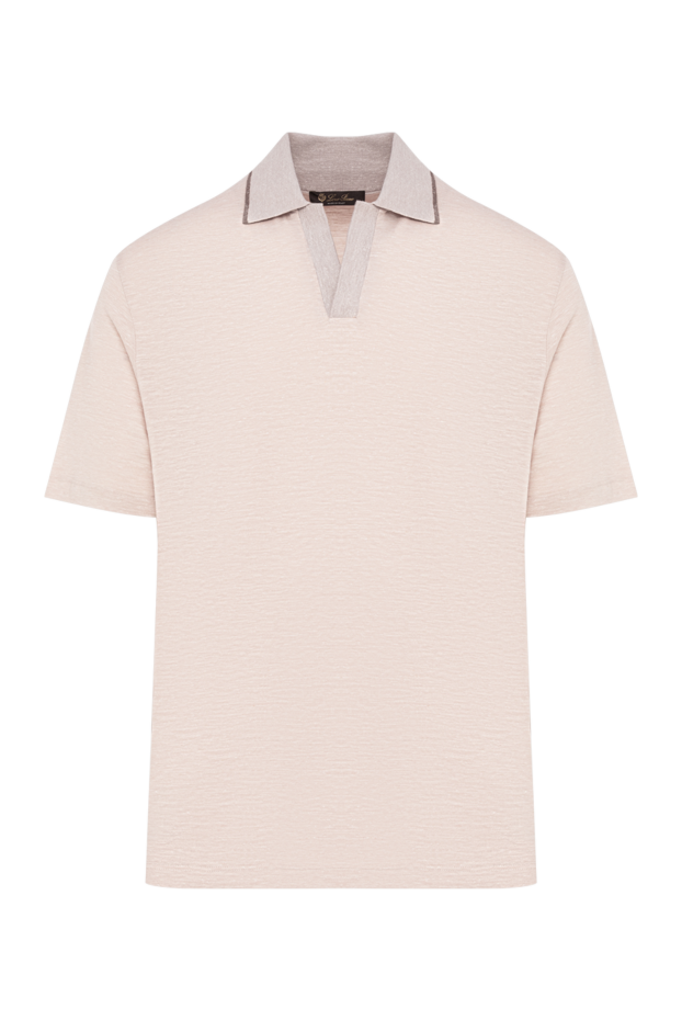 Loro Piana мужская трикотажная футболка-поло пудрового оттенка из смесового кашемира 195930 - фото 1