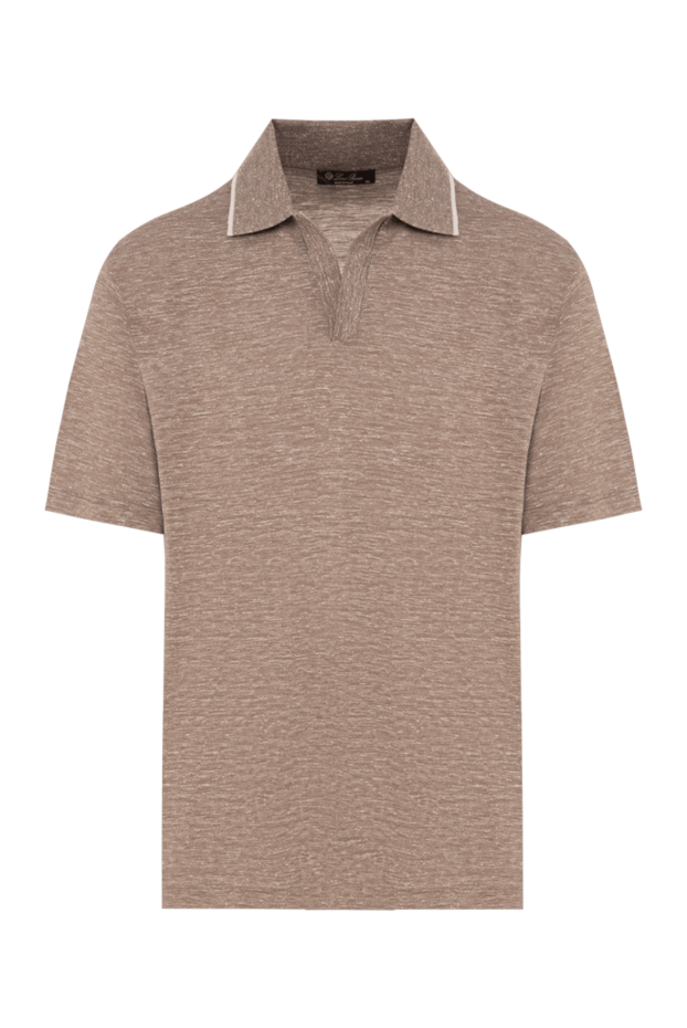 Loro Piana мужская трикотажная футболка-поло коричневого цвета из смесового кашемира 195931 - фото 1