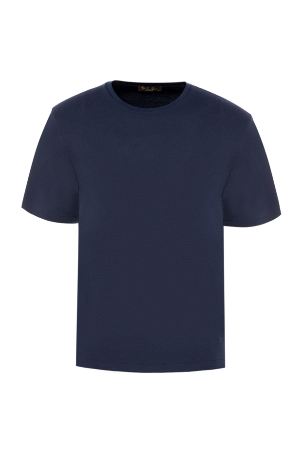Loro Piana tremezzo men's cotton t-shirt in dark blue, basic fit 195935 - photo 1