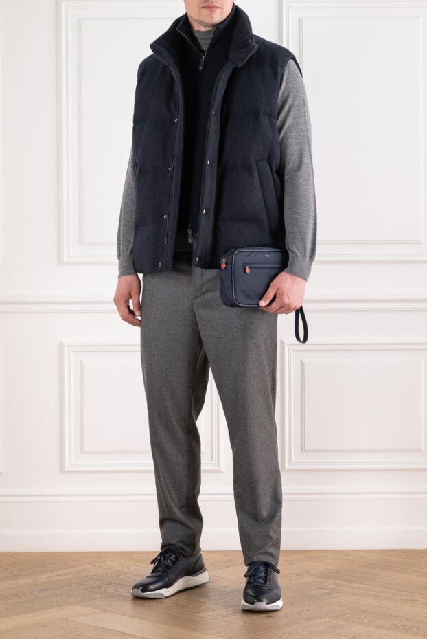 Loro Piana men's dark grey cashmere quilted vest with zip and buttons 195941 - photo 2