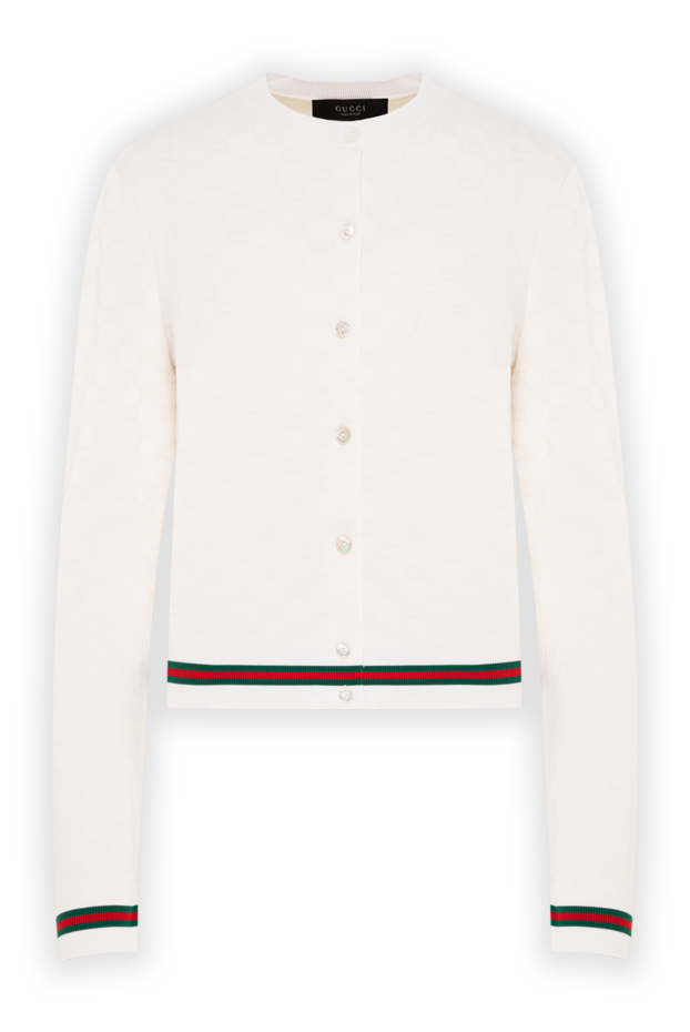 Gucci white knit cardigan with web branded tape 196353 - photo 1