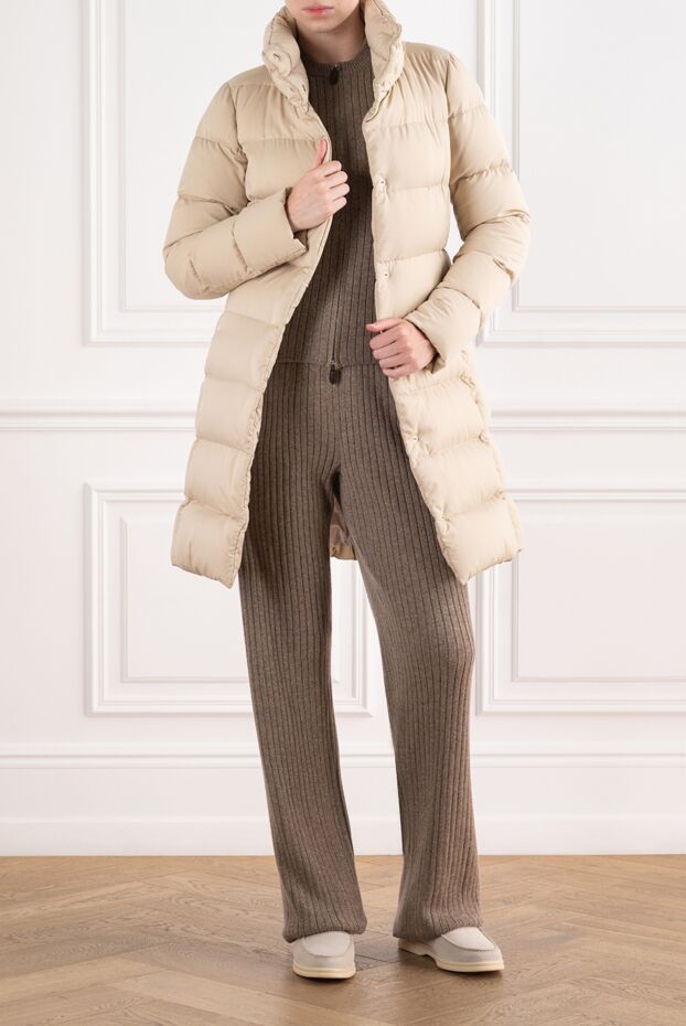 Quilted down midi coat with a voluminous stand-up collar - photo 2