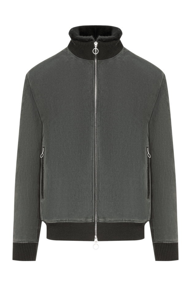 Seraphin gray suede bomber jacket with fur trim and round hardware 196375 - photo 1