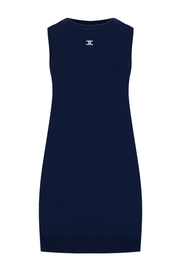 Blue knit A-line mini dress with a metallic brand monogram - photo 1