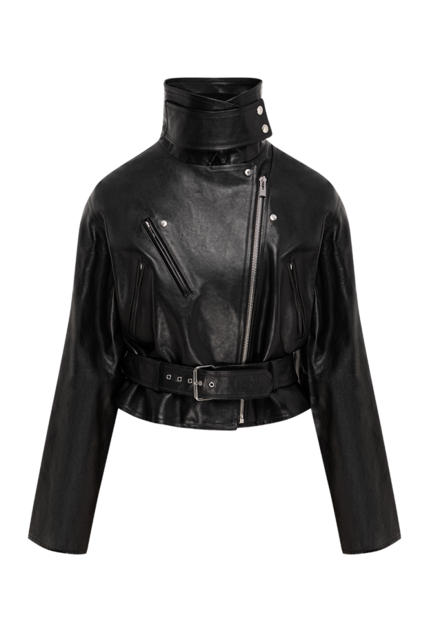 Alaia women's cropped biker jacket with an accent belt and voluminous sleeves 196464 - photo 1