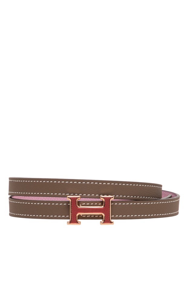 Hermes алтын түсті күңгірт ілмегі бар constance қайтымды былғары белбеуі 196467 - фото 1
