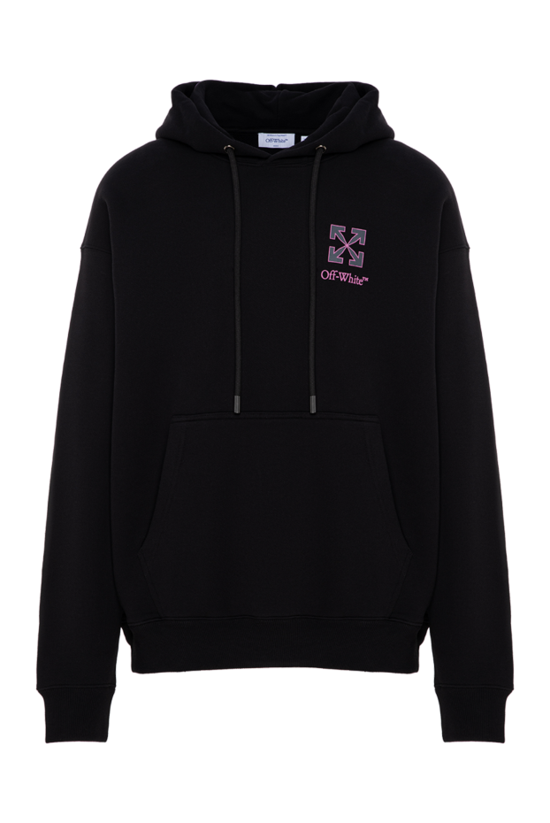 Off-White черное хлопковое худи со светлым вышитым логотипом на груди 196645 - фото 1